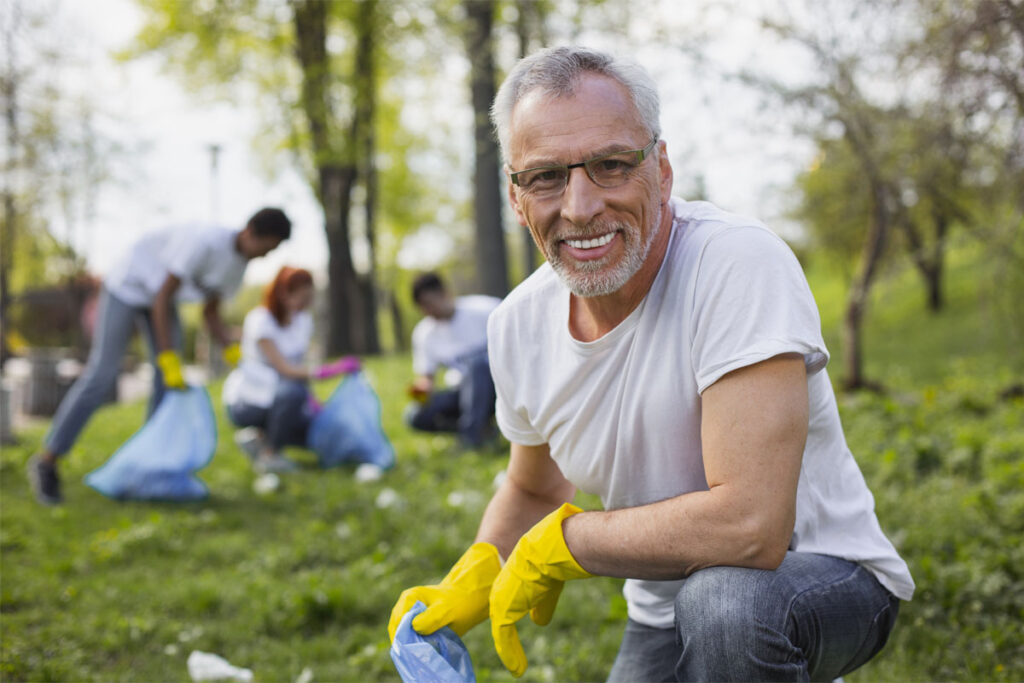 Older Man Doing Community Service